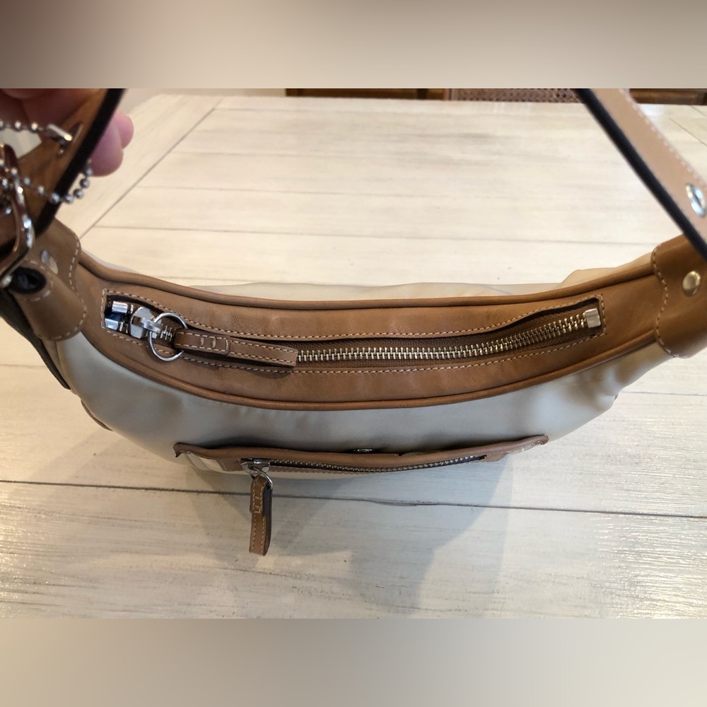 Vintage Coach Cream/Tan Hobo Nylon Mini Shoulder/Hand Bag in EUC with Hangtag - Picture 7 of 13